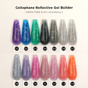 Gel d'extension d'ongles Hema Free TPO Free, hautement pigmenté, à texture fine, gel pailleté, série Builder, pour salon de manucure professionnel - Product Image 5