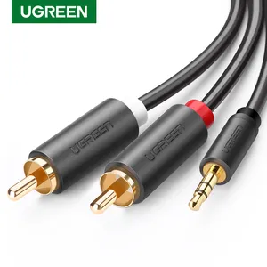 Ugreen kabel jack RCA 3.5mm, kabel Audio pria 2 RCA ke 3.5mm, kabel Aux 1M 2M 3M untuk Edifer Home Theater DVD Headphone PC