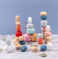 Деревянный Радужный штабелер H, детские цветные камни, радужные штабелируемые камни, строительные блоки Монтессори, деревянные игрушки