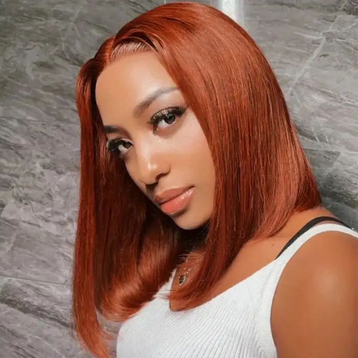 Wholesale 13x4 13x6 Lace Frontal Wig Vendors Reddish Brown #33 Straight Bob Glueless 5x5 Hd Wig 180% Density