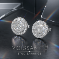 Boucles d'oreilles en moissanite, argent 925, bijoux unisexes hip-hop pour hommes et femmes, style street moderne