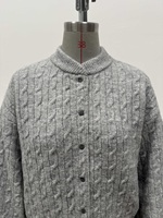 Rick Women Nouveaux Cardigans Chunky à Maille Torsadée Personnalisés OEM & ODM de Haute Qualité, Hauts en Tricot à Manches Longues, Modèles de Créateur