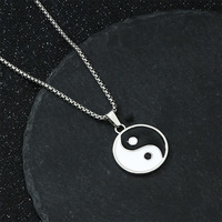 Collier pendentif en acier inoxydable Tai Chi Bagua de style chinois - Accessoires tendance unisexes pour hommes