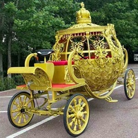 Charrette à Chevaux de Luxe Dorée de Haute Qualité pour Visites Touristiques, Mariage, Charrette Royale à Chevaux pour la Vente