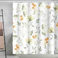 Rideau de douche imperméable à motif pastoral pour best-seller, rideau de douche imprimé en 3D avec des feuilles de plantes tropicales et des fleurs