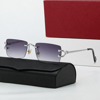 Lunettes de soleil de haute qualité avec étui, design tendance sans monture, pour hommes et femmes, protection UV400, design carré, été