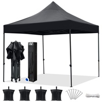 Tente de camping pliante 3x3 de haute qualité, résistante, avec logo personnalisé, auvent pop-up, tissu imperméable résistant aux UV, couleur noire.
