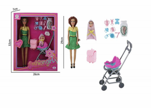 Muñeca de Moda Fashiongirl con Cochecito de Bebé y Accesorios para Niñas de 4 a 6 Años - Product Image 3