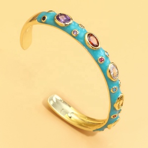Élégant et personnalisé ouvert cuivre ensemble Zircon émail goutte d'huile pour Bracelet Bracelet Simple couleur mode charme bijoux - Product Image 6