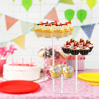 Présentoir à gâteaux rond en acrylique transparent pour commandes en gros, ensemble de présentoirs à desserts multi-tailles, fourniture directe usine pour les commerçants en mariages et événements