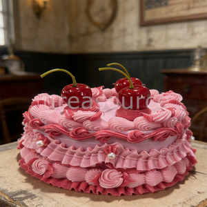 13cm Handmade Eco-Friendly Faux Food Multi-Layered Cream Heart Cake Pink Delicious Retro Dessert Jewelry Box Plastic Crafting - Product Image 3
