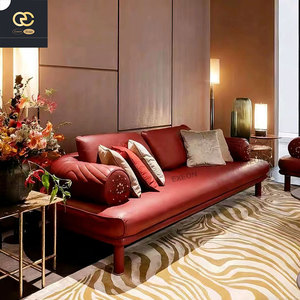 Best-seller di lusso nuovo Design italiano divano in pelle rossa <span class=keywords><strong>mobili</strong></span> per Villa soggiorno, Set di divani di alta qualità su misura - Product Image 3