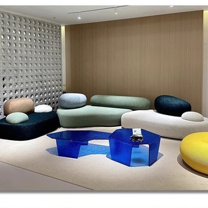 Divano Modulare Curvo di <span class=keywords><strong>Design</strong></span> Italiano, Set da Soggiorno di Lusso in Tessuto a 7 Posti, Divano Irregolare a Forma di Ciottolo - Product Image 1