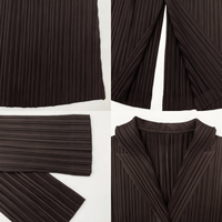 Blazer long plissé minimaliste Miyake à revers, simple boutonnage, infroissable, extensible, pour le bureau, vêtement d'extérieur modeste, ODM OEM Vente en gros