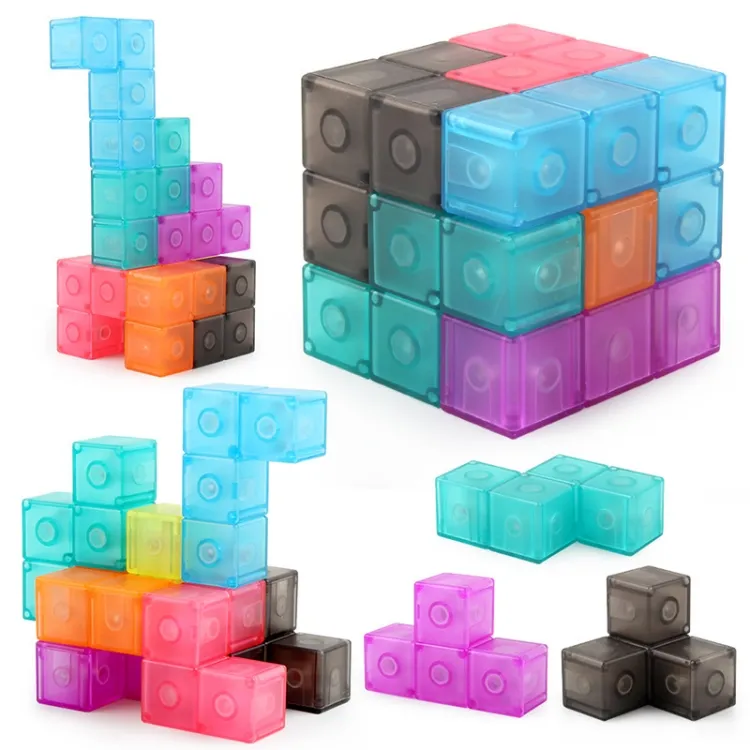 Mainan Bongkar Pasang Kubus Ajaib untuk Anak-anak, Blok Bangunan Magnetik Dapat Diganti