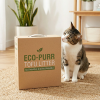 Litière pour chat au tofu durable |   Agglomération rapide, ultra absorbant et soluble dans l'eau |   Granulés gris de qualité supérieure, marque privée OEM