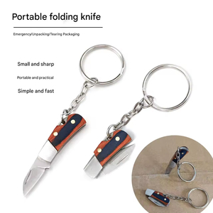 Couteau de camping pliable miniature léger en acier inoxydable avec poignée en bois pour déballer les colis - Product Image 5