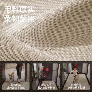 Paillasson rectangulaire en fibre de polyester à base de caoutchouc, couleur unie, pour usage domestique, tapis d'entrée antidérapant, épais et durable - Product Image 1