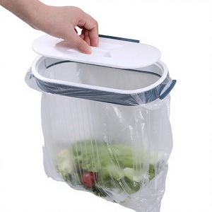 Wall-Mounted Rubbish Bag Holder Storage <b>Rack</b> Kitchen No Punching Hang Bracket Hook Cabinet Door Hanging <b>Rack</b> Kitchen Trash Can - Product Image 1