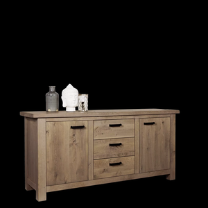 Grand buffet en bois artisanal avec motifs sculptés classiques et plusieurs compartiments de rangement pour salle à manger - Product Image 6