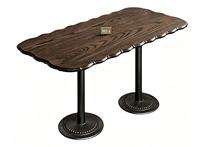 Nouveau mobilier en bois massif de style français, durable, avec détails en dentelle, idéal pour les restaurants, les cafés et les lieux de loisirs.