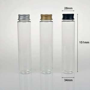 عبوات تخزين طعام بلاستيكية شفافة مخصصة سعة 110 مل، زجاجات اختبار PET للتعبئة مع أغطية لولبية للحلوى - Product Image 1
