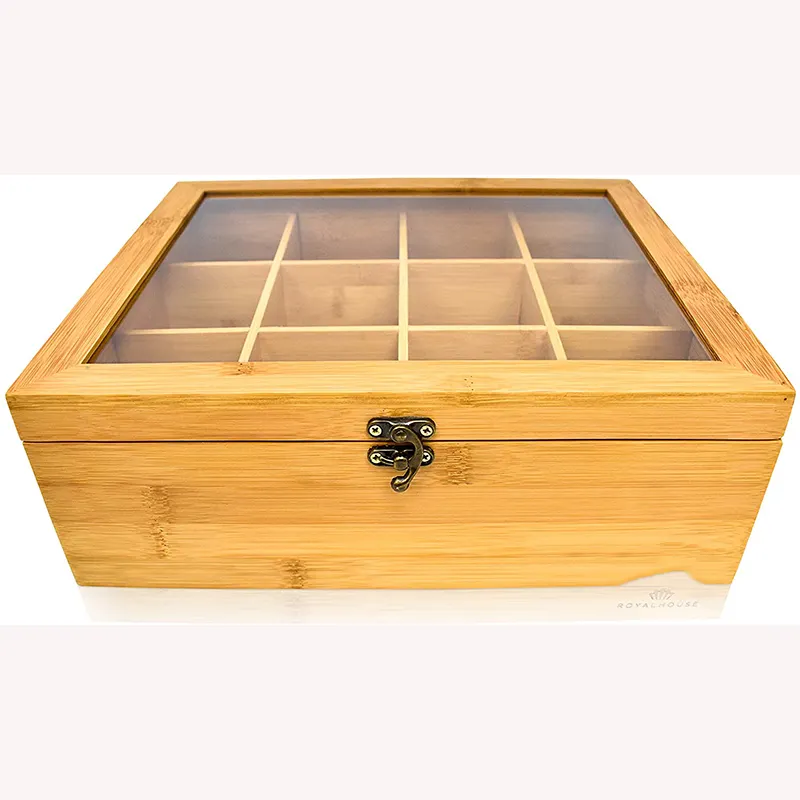 Saco de chá de bambu natural, caixa de armazenamento