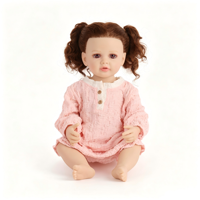 Poupée réaliste en vinyle de 22 pouces, avec des cheveux bouclés et une double queue de cheval, et un pyjama rose, cadeau de fête d'anniversaire pour les petites filles
