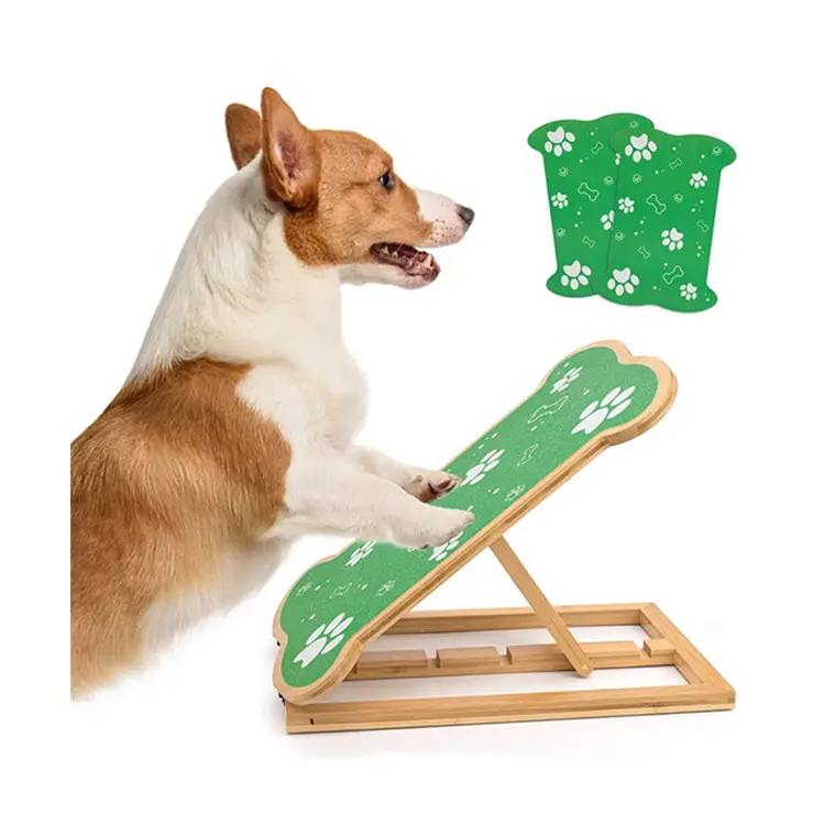 Cute Patterns Pet Care Stress Free Scratch Board Clippers Ángulo ajustable Bamboo Dog Scratch Pad para uñas