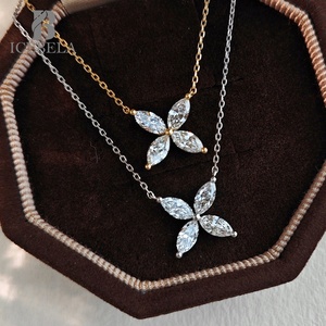 Joyería fina de moda única, chapado en oro de 18 quilates, Plata de Ley 925, trébol de cuatro hojas, collares con colgante de circón para niñas - Product Image 4