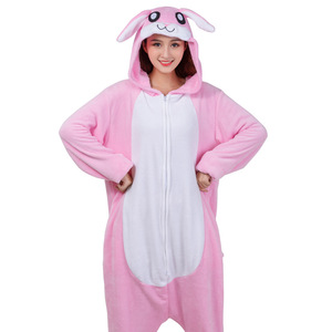 Mono de franela de conejito a juego familiar-Orejas 3D Sudadera con capucha encantadora Mono Pijama Footie Pijama Conejo - Product Image 2