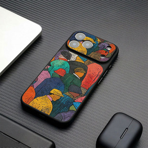 Men Retro Art Oil Painting PU Texture for Back Covers Luxury Big <b>Camera</b> Window Shockproof Case - Product Image 3