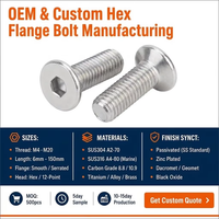 Sekrup Kepala Datar Allen Hex-drive Berulir Penuh dari Baja Karbon Stainless Steel DIN untuk Furnitur