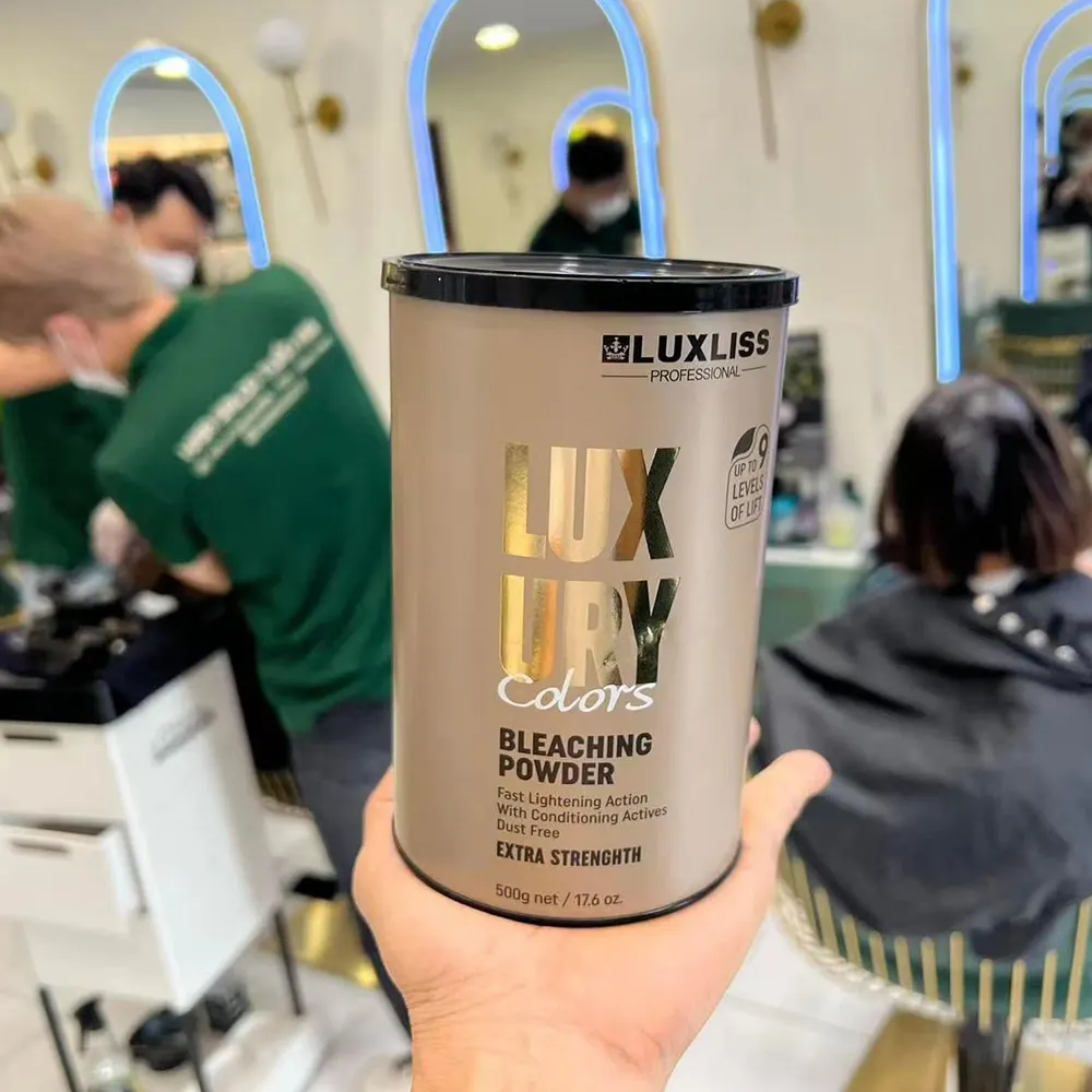Polvo blanqueador de cabello LUXLISS Professional Bulk Colors para una acción de aclarado rápida con activos acondicionadores sin polvo