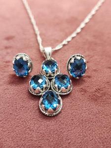 Natural <b>Real</b> Quartz Pendant and Earring Jewelry Set 925 Sterling Silver Fine Jewelry for Women Handmade <b>Crystal</b> Gemstone - Product Image 4