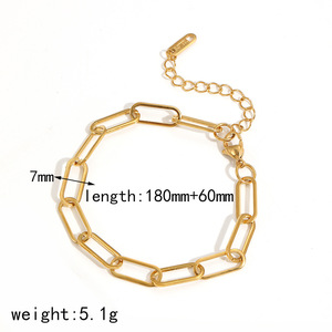 สร้อยข้อมือสแตนเลสประดับเพชรสำหรับผู้หญิง ชุบทอง 18k ดีไซน์ทรงเรขาคณิต เครื่องประดับสำหรับสวมใส่ทุกวัน - Product Image 4