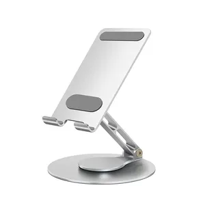 गर्म बिक्री पोर्टेबल Foldable डेस्कटॉप सेल फोन के लिए खड़े हो जाओ 360 घूर्णन एल्यूमीनियम मोबाइल फोन धारक 4-12.9 इंच