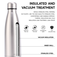 Bouteille d'eau en acier inoxydable à double paroi isolée sous vide, isolation thermique 12-24h, sans BPA, grande capacité, anti-fuite