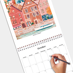 Tùy Chỉnh 2025 In Đầy Màu Sắc Màu Hồng Tường Lịch Xoắn Ốc Ràng Buộc Bảng Bàn Lịch Cho Nhà Và Văn Phòng - Product Image 2