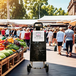 העליון אופנה 2-גלגל שיניים מלא לשימוש חוזר תיק עגלה בד אלומיניום פלסטיק ירקות פלסטיק pras carrinho דה קומברס - Product Image 4