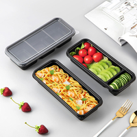 Boîtes à lunch jetables en plastique pour restaurant, compatibles micro-ondes, couleur brun foncé, modernes, contenants alimentaires, boîtes à emporter, vente en gros