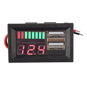 デュアルUSB 5V 2A車の電圧計電圧計パネル12V-24V 3S-7S-7Sリチウム電池容量インジケータパワーテスターリチウムイオン鉛酸 - Product Image 1