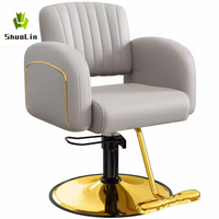Fauteuil de Barbier Ergonomique Moderne avec Relevage Hydraulique, Siège en Cuir Pivotant à 360°, Cadre Métallique pour Salon de Coiffure et Spa
