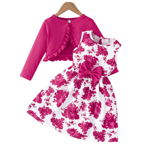 Koreaanse Stijl Paars Baby Meisje Verjaardag Jurken Bloemenmeisje Kinderkleding Voor Bruiloft Mooie Kid Girl Jurk Met Jas - Product Image 5