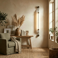 Applique murale longue en albâtre, lampe murale LED moderne de luxe en laiton, luminaire mural vertical en marbre de designer pour la décoration de villas, hôtels et couloirs