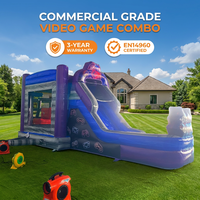 Structure gonflable géante de qualité commerciale pour jeux vidéo, avec toboggan et souffleur, couleur personnalisée, PVC 0,55 mm, certifiée EN14960