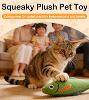 Juguete de peluche duradero con forma de pez para gatos, con sonido, para masticar, interactivo y con movimiento, para venta al por mayor