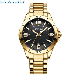 นาฬิกาข้อมือควอตซ์สแตนเลสสตีลสำหรับผู้ชาย CRRJU 5003 แสดงวันที่อัตโนมัติ เข็มเรืองแสง หน้าปัดอนาล็อก กระจกแสดงผล - Product Image 3