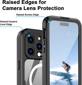 Ốp lưng chống sốc, chống nước PC+<span class=keywords><strong>TPU</strong></span> thiết kế Armor cho 15 Pro, tích hợp kính cường lực bảo vệ màn hình, tương thích với màn hình 6.1 inch, màu đen - Product Image 4