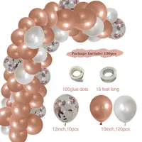 Ensemble de chaînes de ballons en latex brillant or rose, emballage de décoration d'ambiance pour fête d'anniversaire et de mariage